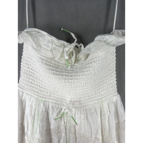 Free People Hi Hello Stocked Lace Trim Midi Dress Size Medium White Strapless - Picture 5 of 12